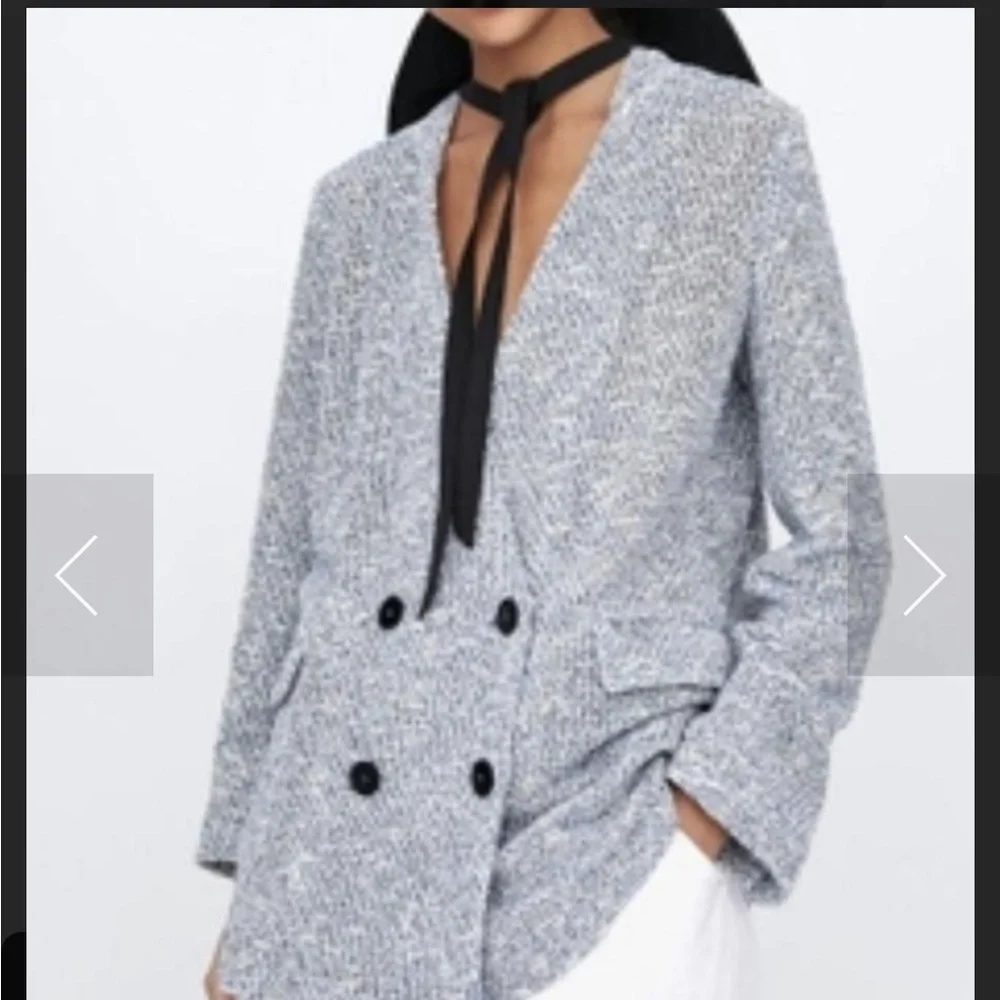 Zara Oversized Preppy Blazer Navy and White Blazer Classic Academia